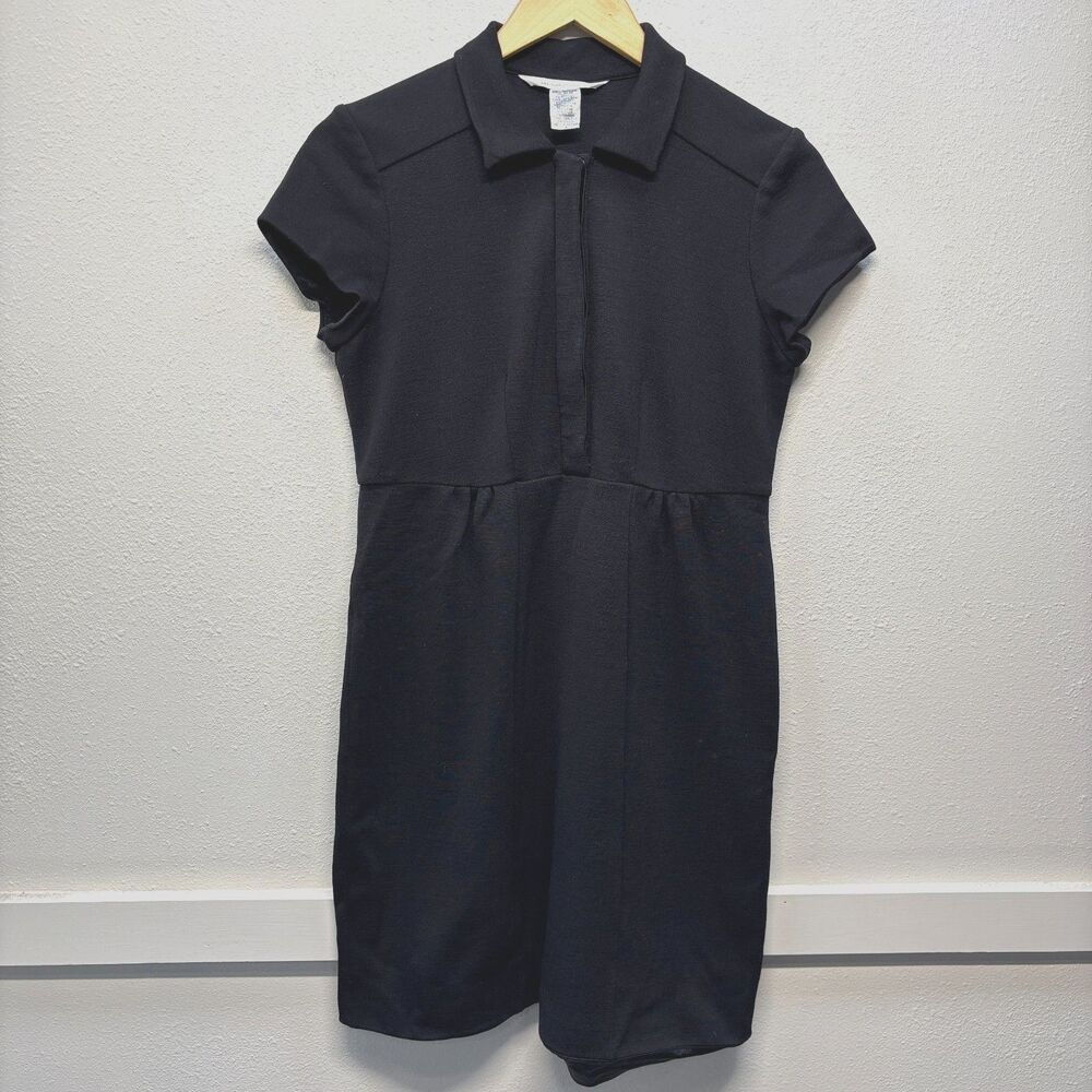 DIANE VON FURSTENBERG Collared Black Wool Mix Shirt Dress Women's Sz 8